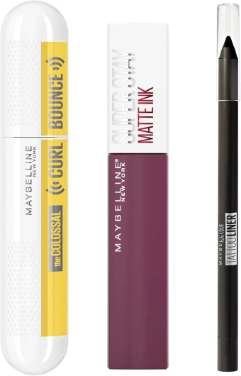 Coffret de Maquillage Total Look 3 Produits - Mascara (10 ml), Crayon Yeux & Rouge à Lèvres (5 ml) - Regard Amplifié & Lèvres Soulignées