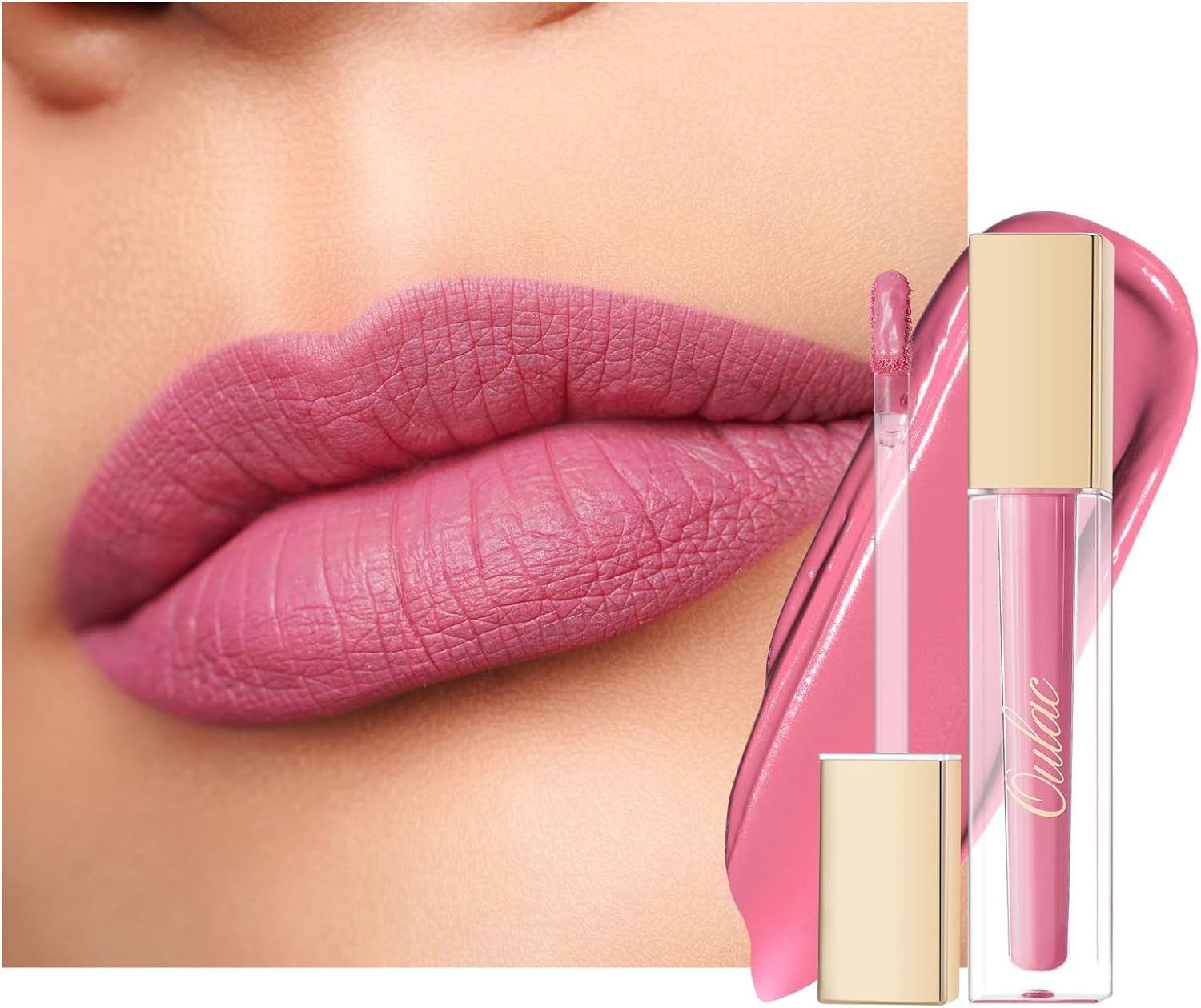 Encre à Lèvres Liquide Mate, Rose Pêche Rouge à lèvres Longue Tenue, Fini Mat, Couleur Intense Lip Tint, Infusée en vitamine E, No Transfert,Végétalien, 4,5ml (M25) Kiss from the Rose