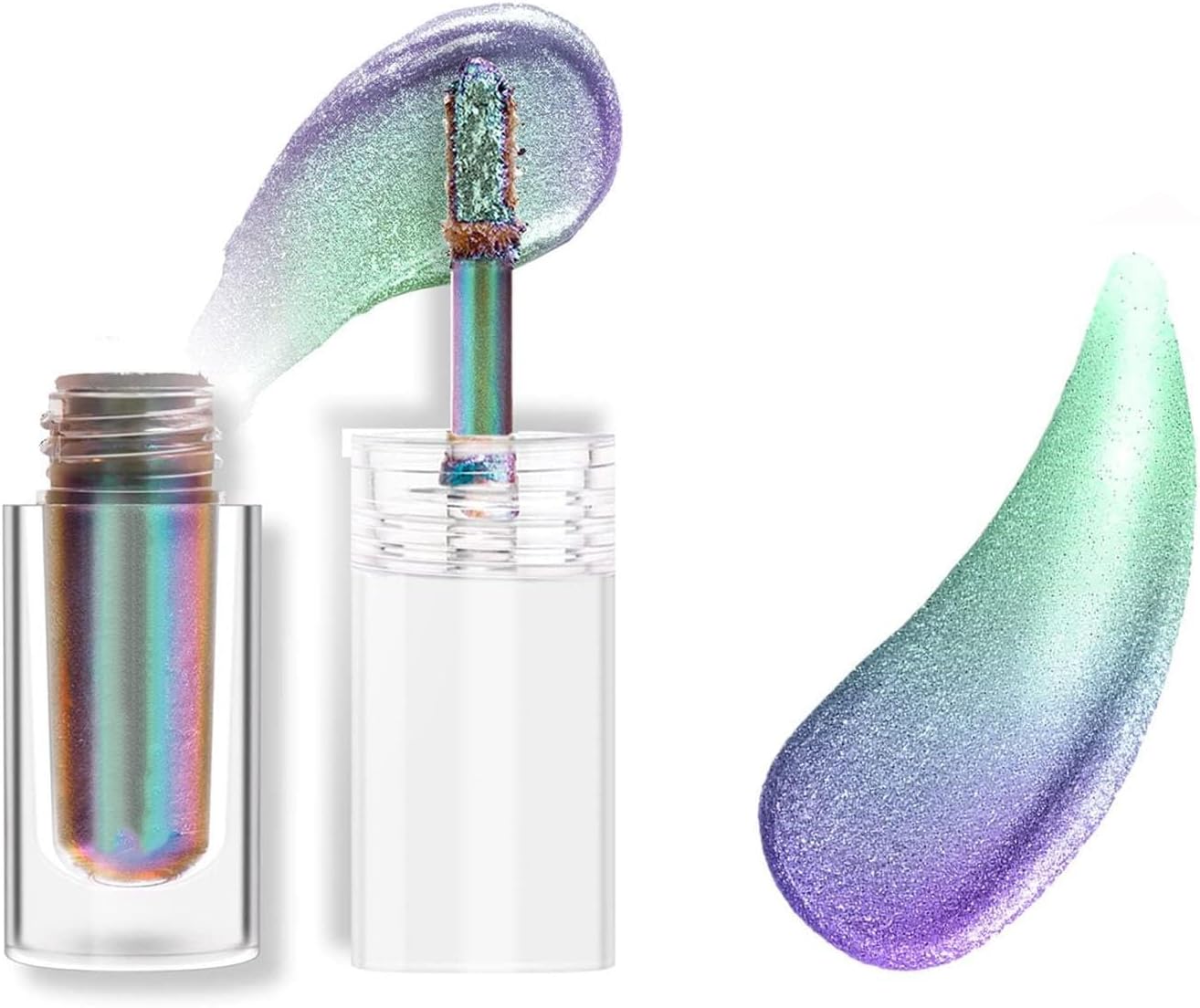 Lilbitty Ombre à Paupières Liquide Caméléon Métallique Ombre à Paupières Multicolore Changeante Longue Tenue Multichrome Holographique Paillettes Yeux, Aurora