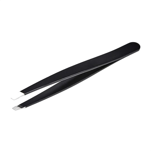 Pince à épiler oblique,Pince professionnelle en acier inoxydable pour une épilation efficace, idéale pour les routines de beauté quotidiennes,boîtier de transport inclus, noir, lot de 1 Individuelle