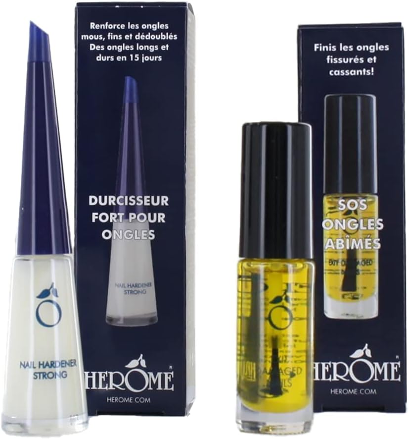 Combi-Pack Soin SOS Ongles Abîmés & Durcisseur Fort Pour Ongles - Le Numéro 1 Depuis 1982! (Exit Damaged Nails 7ml - & Nail Hardener Strong 10ml.)