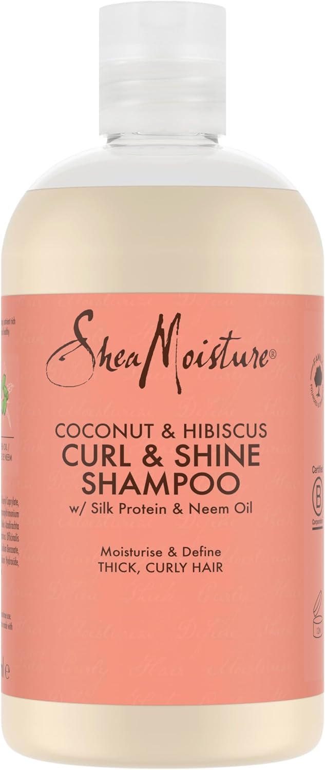 SheaMoisture Shampooing Boucles et Brillance pour cheveux épais et bouclés Noix de Coco et Hibiscus sans silicones ni sulfates 384 ml 379 ml (Lot de 1)