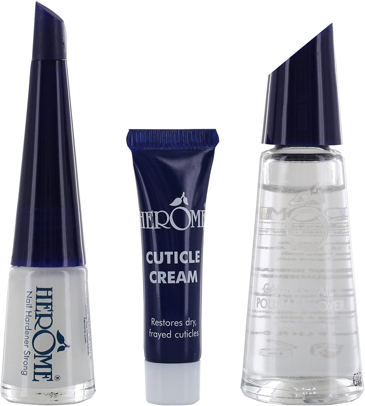 3-en-1 Nail Essentials Set (Bleu) - Travel Set - Soin pour les Ongles Faibles - Kit Avec Durcisseur Fort, Dissolvant Soignant sans Acétone et Crème pour Cuticules Single