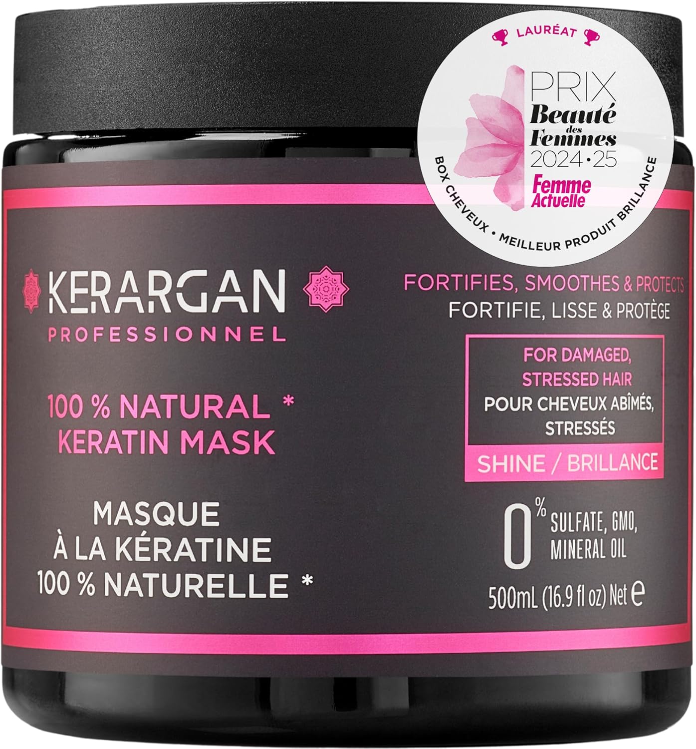 Masque Capillaire Ultra Réparateur à la Kératine 500ml pour Cheveux Abîmés et Stressés - Fortifie, lisse et protège - Sans Sulfate, OGM, Huile Minérale 500 ml (Lot de 1)