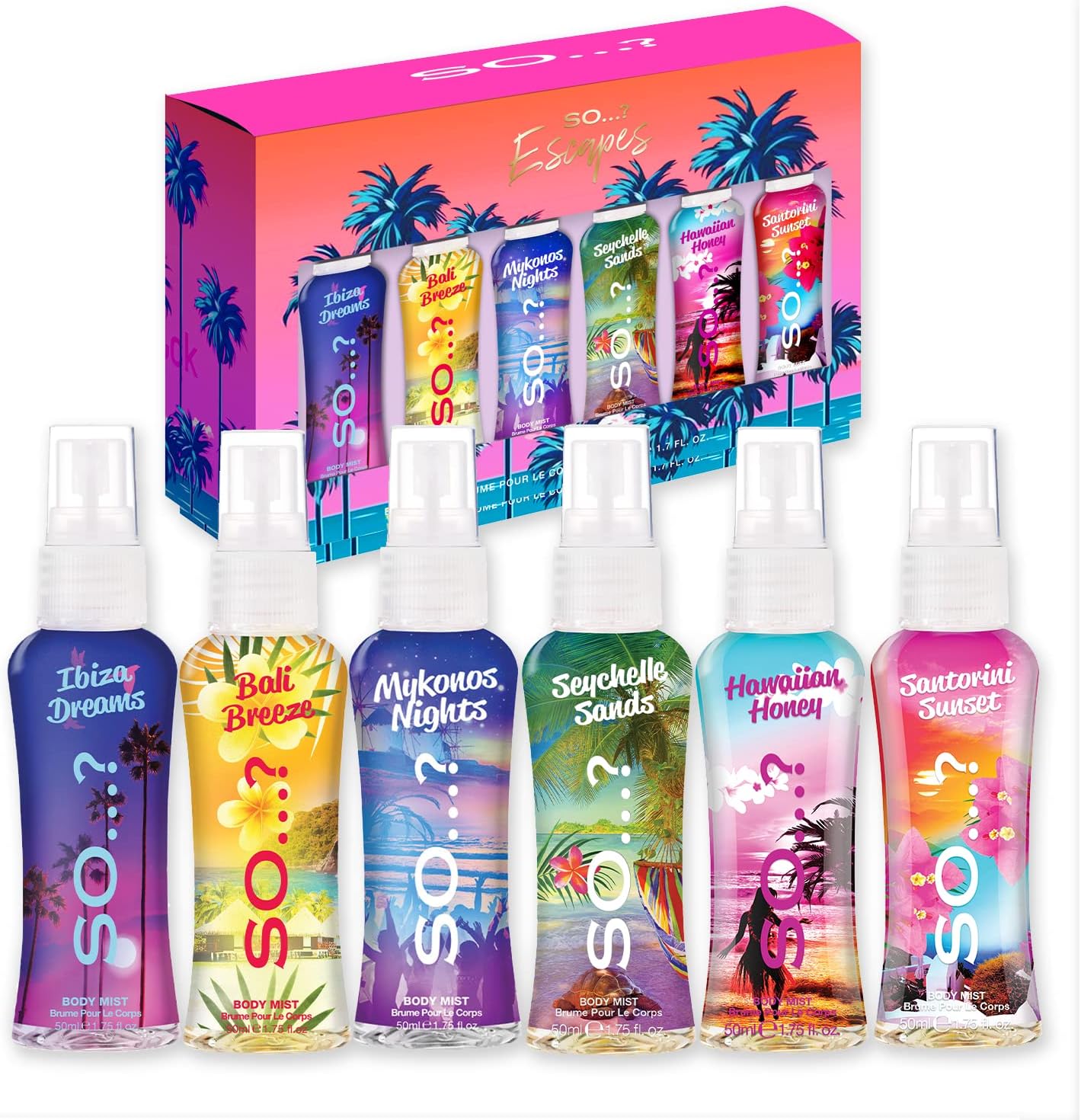 �? Escapes Grande Coffret Cadeau Brume Corporelle Parfumée Pour Femme (6x50ml) Souvenirs tropicaux