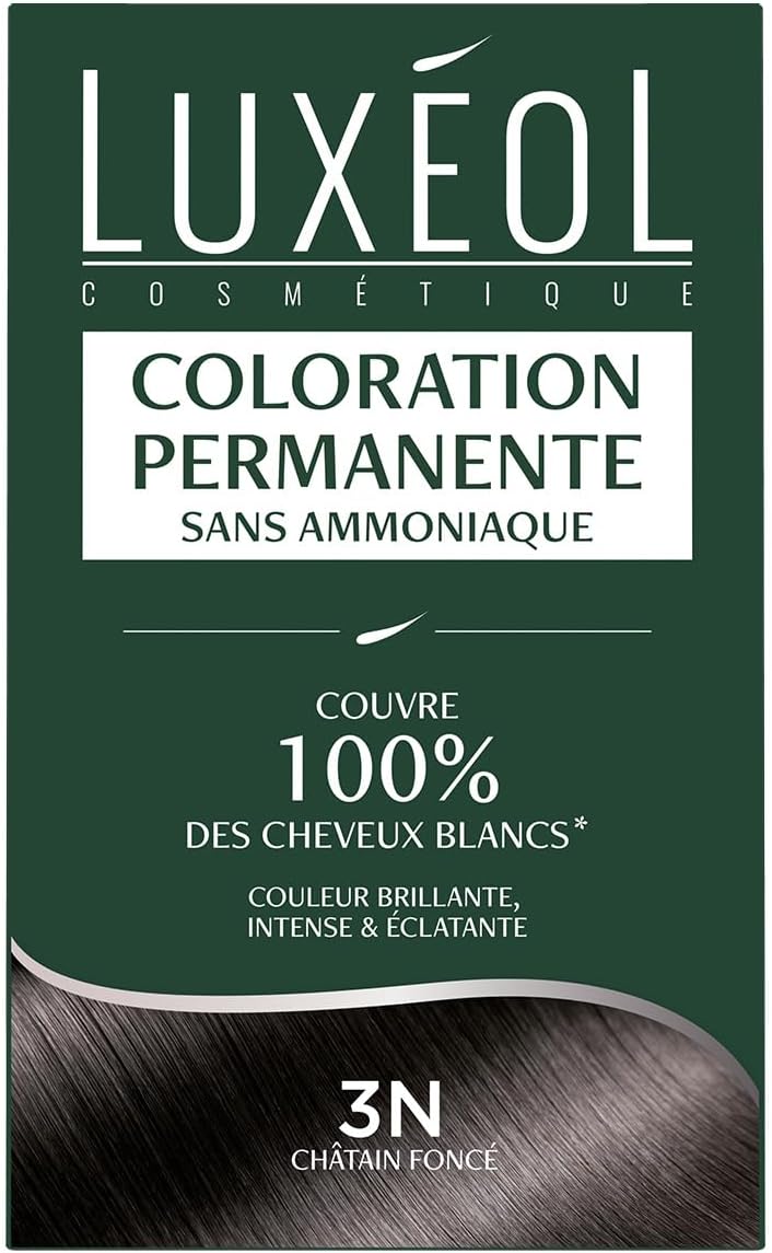 Coloration Permanente 3N Châtain Foncé - Sans Ammoniaque - Couvre 100% des Cheveux Blancs(1) - Longue Durée(2) - Couleur Lumineuse Éclatante Intense - Testée & Approuvée - 60ml, 60ml, 12ml