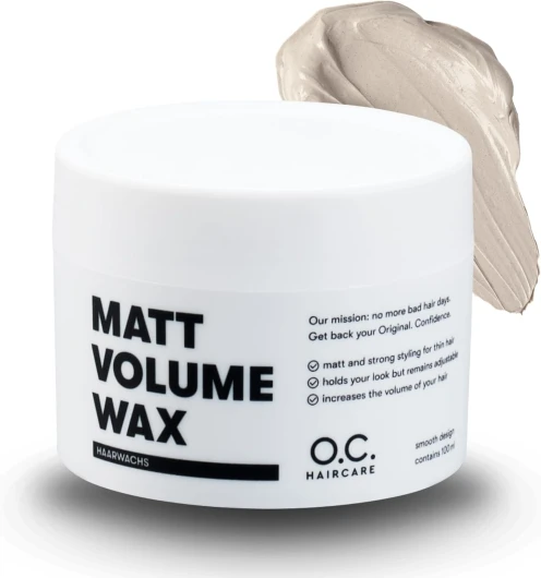 O.C - Haircare Matt Volume Wax Cire capillaire pour homme – Structure mate, brillance saine & tenue forte – Sans collage – Idéal pour les cheveux fins et fins – Plus de volume immédiat