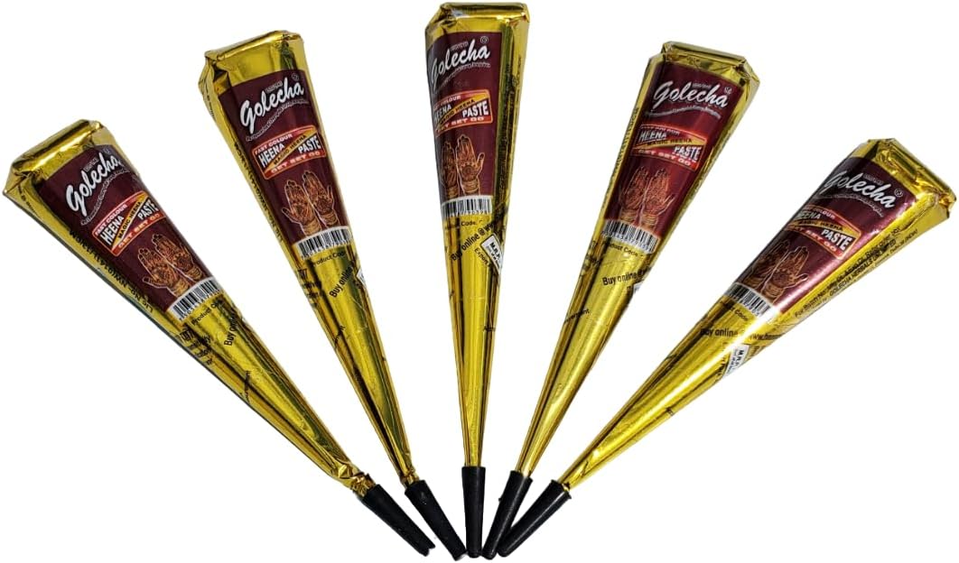 Lot de Cone de henné par 5 - Couleur naturelle coloration semi permanente henna pret a l'emploi henne