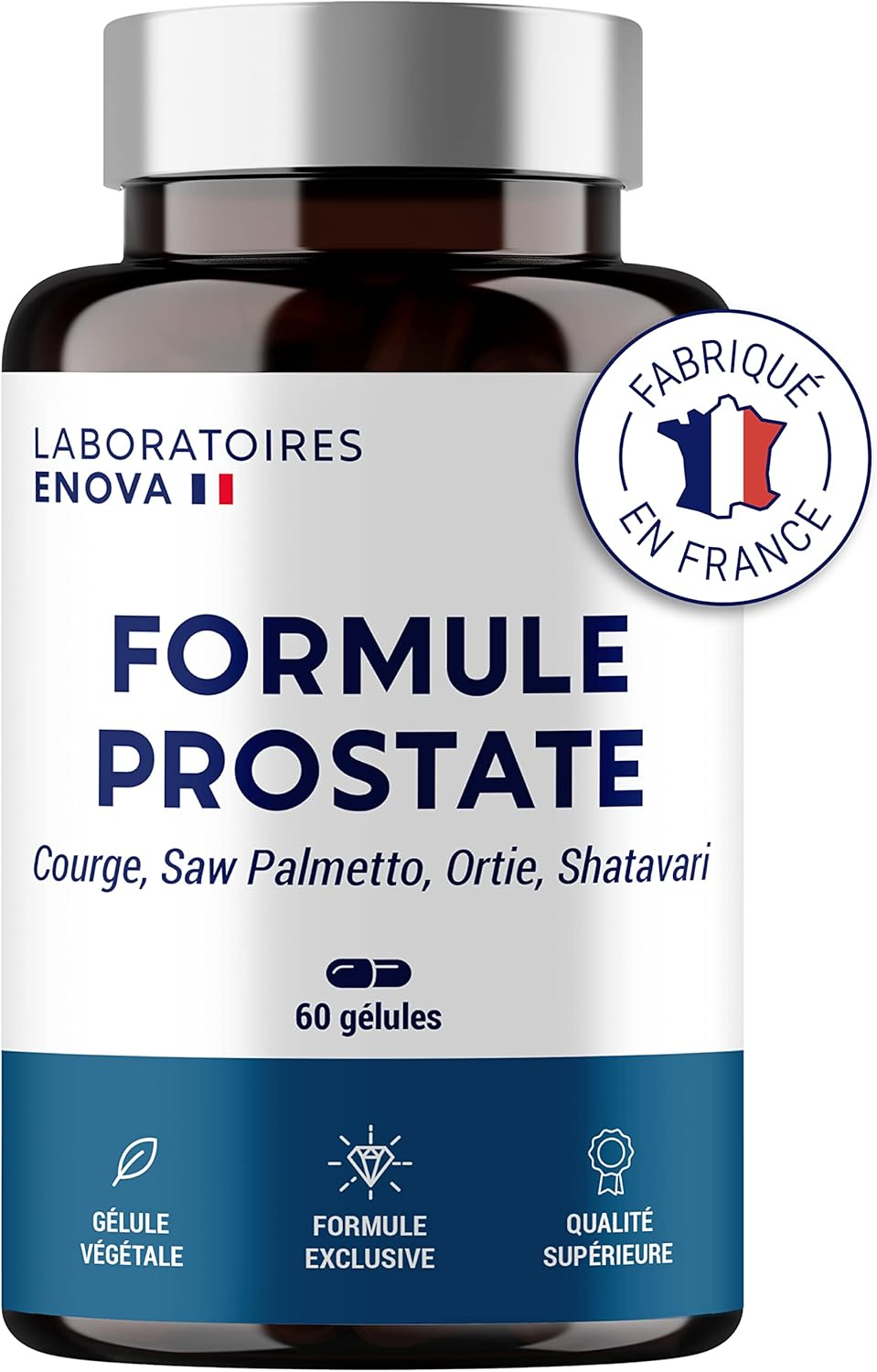 FORMULE PROSTATE - Courge, Saw Palmetto, Ortie, Shatavari - Rétention, Débit, Fréquence - 60 Gélules - Fabriqué en France - Complement alimentaire
