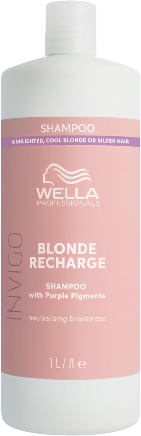 Shampoing Wella Professionals INVIGO BLONDE RECHARGE – Pour cheveux blonds – Protection de la coloration – Shampoing violet, 1L