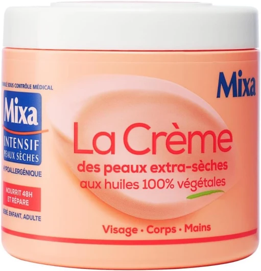Intensif Peaux Sèches - La Crème des Peaux Extra-Sèches - Multi Usages Visage, Corps, Mains, Pieds - Nourrit 48h et répare - Pénétration Rapide - Hypoallergénique - Pot 400 ml​ Peaux Extra Sèches
