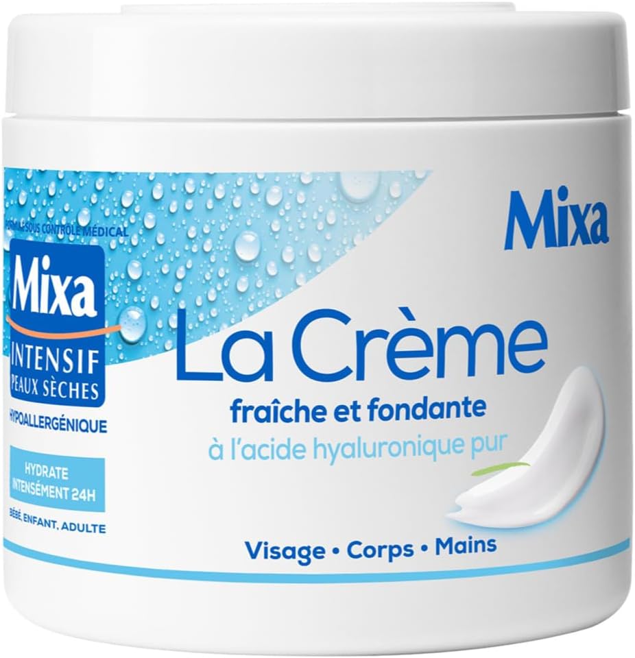 Intensif Peaux Sèches - La Crème Fraîche et Fondante à l’Acide Hyaluronique Pur - Multi Usages Visage, Corps, Mains, Pieds - Hydratation 24h - Pénétration rapide - Hypoallergénique - 400ml 400 ml (Lot de 1)