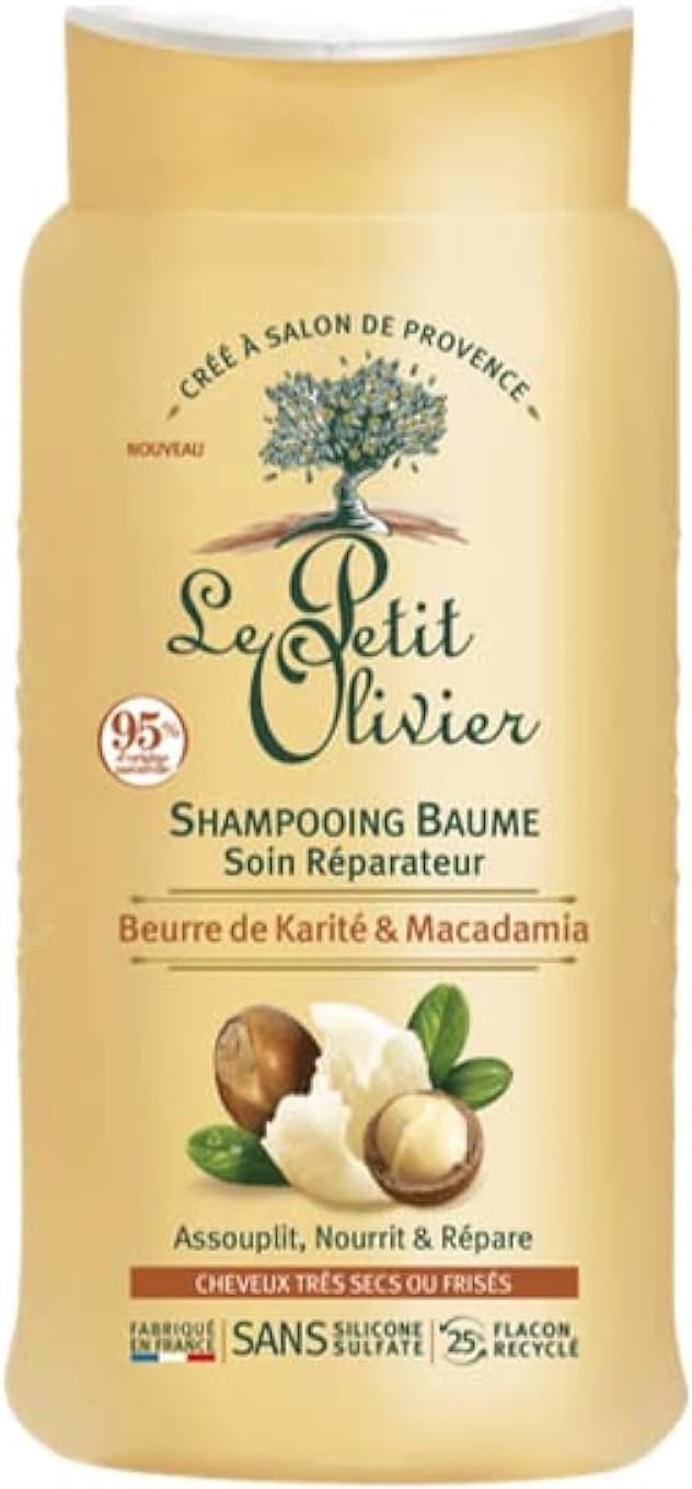 Shampooing Baume Soin Réparateur - Karité & Macadamia - Nourrit & Répare - Cheveux Très Secs Ou Frisés - Sans Silicone & Sans Sulfate - Fabriqué en France - 250 ml