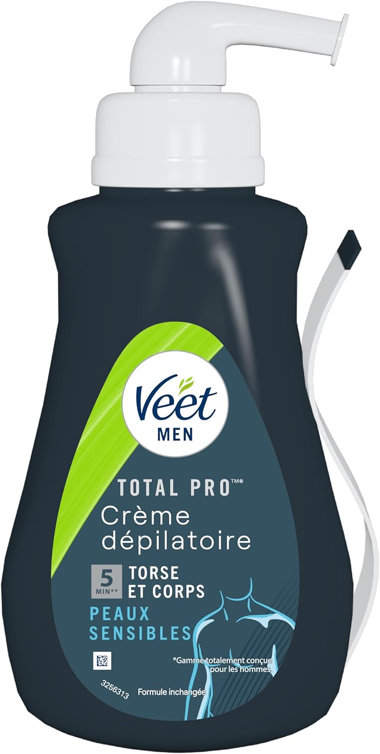 Men - Crème Dépilatoire Homme - Epilation Peaux Sensibles - 400 ml Crème Dépilatoire Corps 400ml