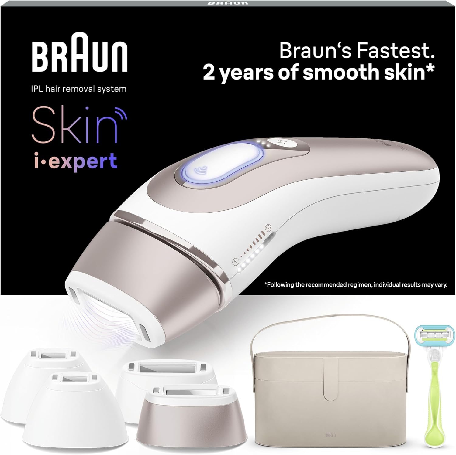 Épilateur À Lumière Pulsée Intelligent Skin i·expert PL7387, Épilation À Domicile, Alternative Au Laser, Avec Appli, Rasoir Venus, 4 Têtes Intelligentes Pour Épiler Jambes, Visage et Plus Skin i·expert 4 Têtes