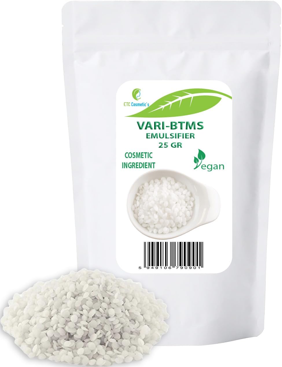 Emulsifiant Vari-btms 25 gr - Origine naturelle - Utilisation comme ingrédient dans les cosmétiques - Utilisé dans les revitalisants, les shampooings crèmes et les masques capillaires - 25 g (Lot de 1)