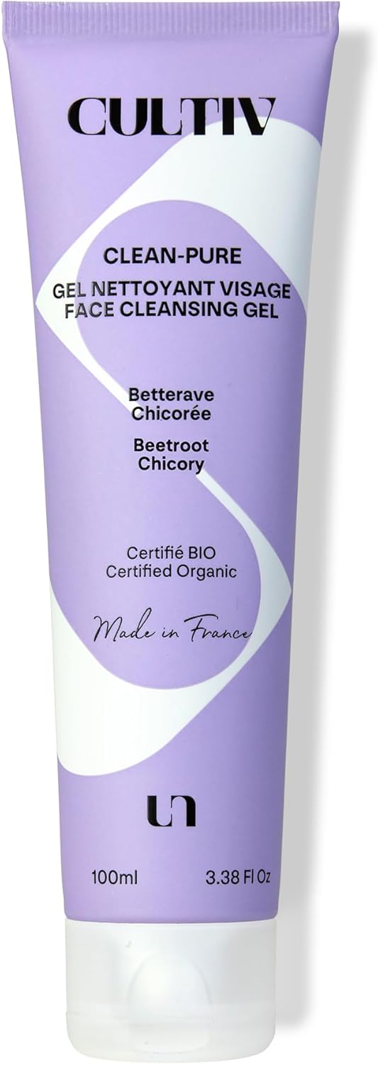 Cosmetique - Gel nettoyant visage 100ml - Pour peaux sensibles - Nettoyage en profondeur - Texture gel moussante - Sans parfum, non comédogène - 98% Ingrédients Naturels - Bio et Vegan 1 unité (Lot de 1)