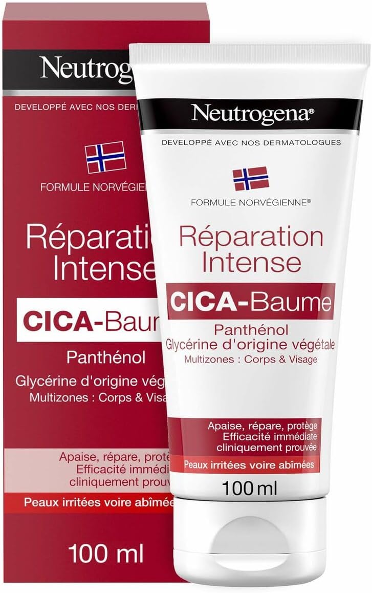 Cica-Baume Réparation Intense (tube de 100 ml) – Crème hydratante corps et visage pour peaux irritées voire abîmées – Baume réparateur au panthénol et à la glycérine d'origine végétale