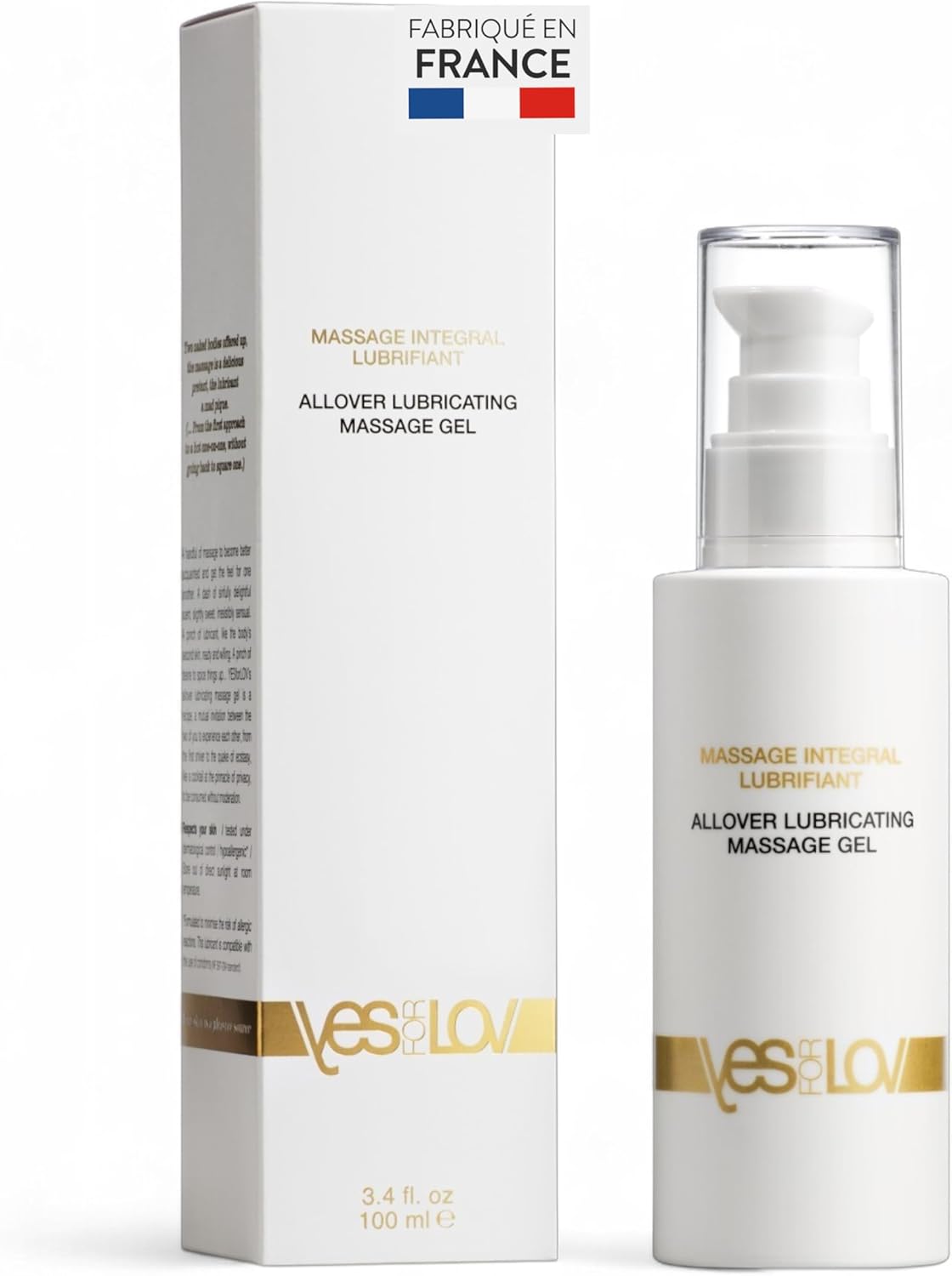 Gel Massage Lubrifiant Intime 2-en-1 - Parfumé au Monoï - Texture Douce Non Collante, Huile Massage Intégral Pour le Corps et Zones Intimes -100ml