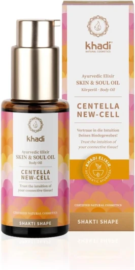 CENTELLA NEW-CELL Huile de Corps Élixir Ayurvédique, huile raffermissante pour tissu de peau : affine, renouvelle et favorise l'élasticité, 100% naturel et vegan, Cosmétiques naturels, 50ml 50 ml (Lot de 1)