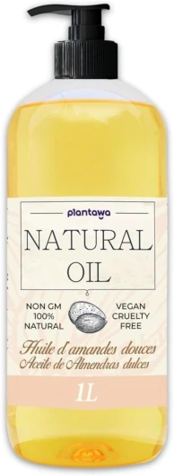 Huile d'amande douce 1 l avec DOSIFICATEUR végétalien, multiples utilisations, hydrate, visage,oreille,grossesse, cheveux, apport vitamine E, BIO Amande 1 l (Lot de 1)