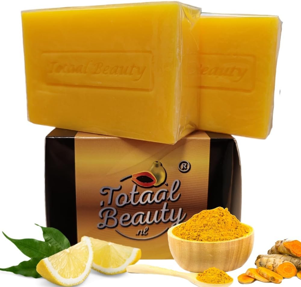 Totaalbeauty Savon à l'acide kojique éclaircissant au citron et au tourmeric pour taches sombres - Savon éclaircissant la peau pour le corps du visage pour femme