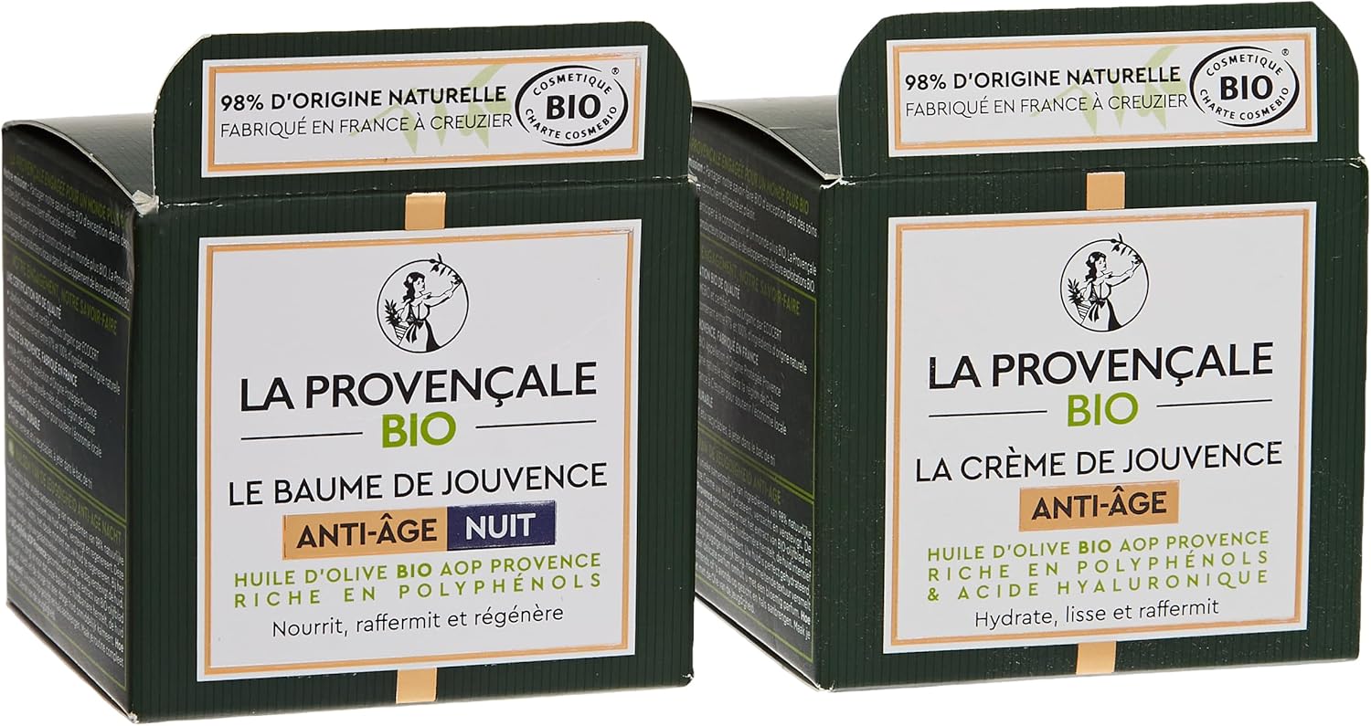 Bio - Routine Visage Anti-Âge Crème Jour & Nuit Certifiée Bio - Huile d'Olive BIO AOP Provence - Pour Tous Types de Peaux