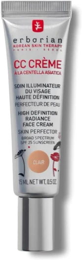 Erborian - CC Crème à la Centella Asiatica - Maquillage et Soin Illuminateur de Teint Haute Définition pour Visage - Protection Solaire SPF 25 - Soin Cosmétique Coréen Clair 15 ml