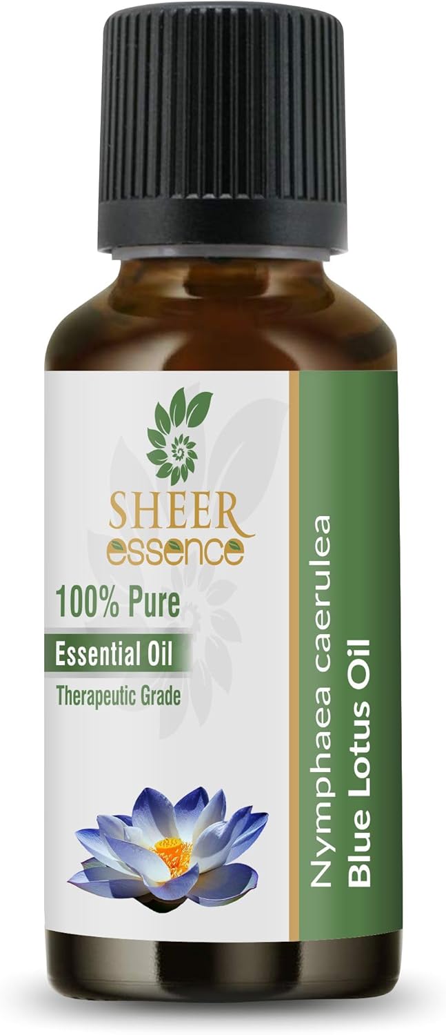 Sheer Essence Huiles essentielles de 118 ml – 100 % pures et naturelles – Huile de qualité thérapeutique – Grand flacon de 118 ml avec compte-gouttes en verre de qualité supérieure (huile de lotus Lotus 118.29 ml (Lot de 1)