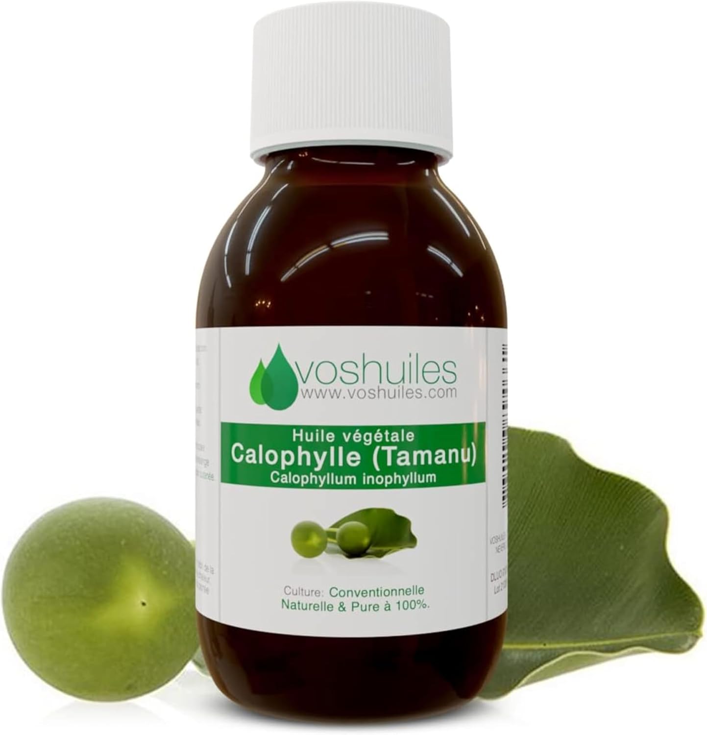 Huile Végétale de Calophylle – Tamanu - 100% Pure et Naturelle – Possède de Nombreuses Propriétés en Aromathérapie – Utilisation Cutanée – Pression à Froid – 60ml - VOSHUILES Calophylle Tamanu 60 ml (Lot de 1)