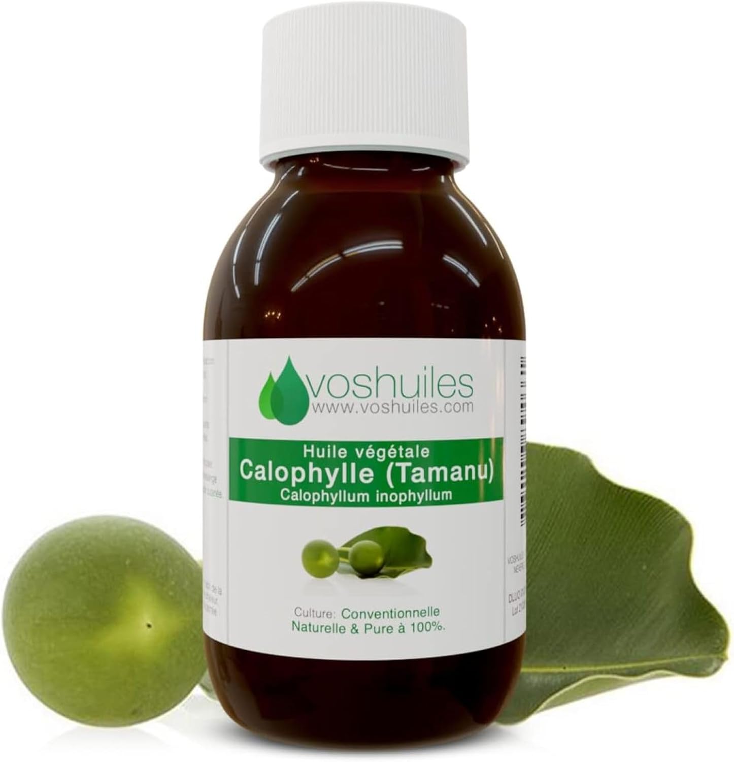 Huile Végétale de Calophylle – Tamanu - 100% Pure et Naturelle – Possède de Nombreuses Propriétés en Aromathérapie – Utilisation Cutanée – Pression à Froid – 100ml - VOSHUILES Calophylle Tamanu 100 ml (Lot de 1)