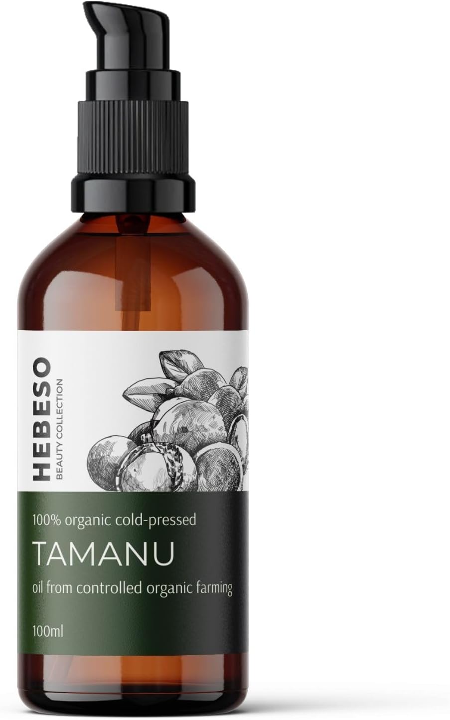 HEBESO - Olio di Tamanu 100% - Spremuto a freddo 100ml - L'olio di Tamanu aiuta a guarire le unghie malate, l'acne - Cura del corpo - Riduzione delle cicatrici 100 ml (Lot de 1)