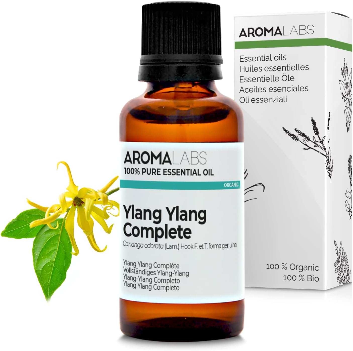 Ylang-Ylang Completo BIO - Olio Essenziale Chemiotipizato e Certificato AB - 30 mL 30 ml (Lot de 1)