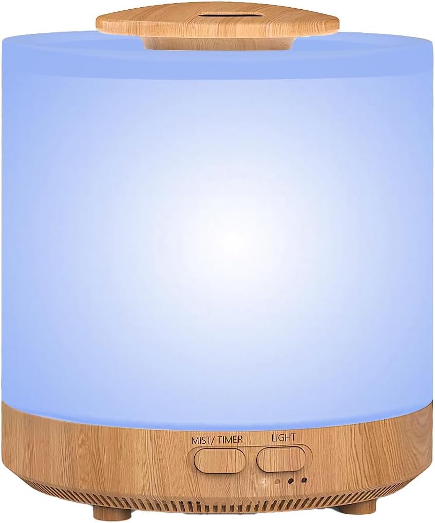 Grand diffuseur d'aromathérapie 1600 ml Humidificateur d'huiles essentielles adapté aux grandes pièces, fonctionne pendant 35 heures avec un grand couvercle et un grand diffuseur avec grain de bois