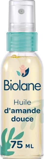 Huile d'amande douce - Bébé -Protège la peau - Vitamine E - Soin - Bain - Massage - 100% d'origine naturelle - Fabriqué en France 75 ml (Lot de 1)
