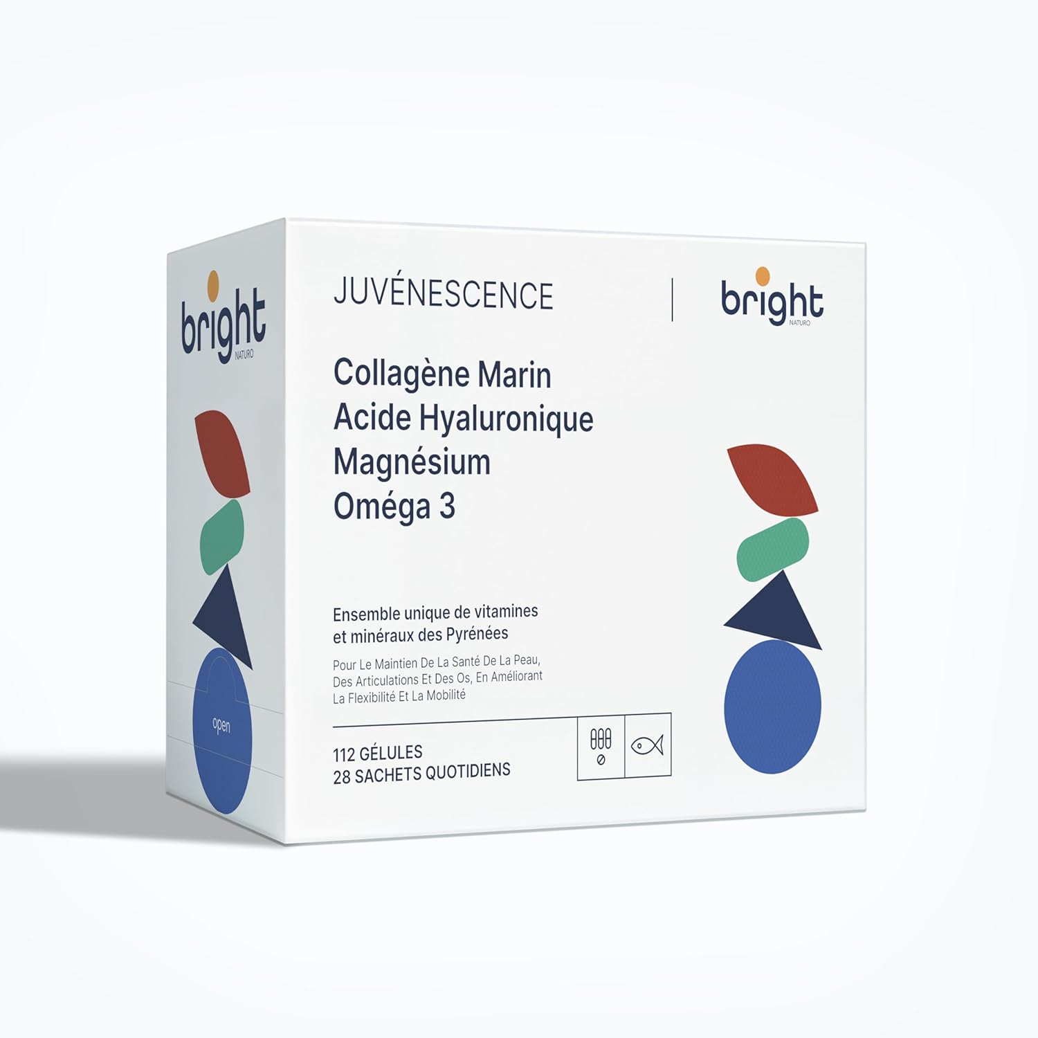 Collagène Marin, Acide Hyaluronique, Magnésium Chélaté et Oméga-3 - Gestion de l’Âge, 4 Compléments dans 1 Pack pour Santé de la Peau, des Articulations et le Bien-être - 28 Doses Quotidiennes