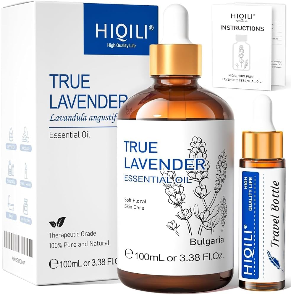 100ml Huile Essentielle Lavande Vraie - 100% Pure Non Diluée, Qualité Thérapeutique pour Diffuseur d'Aromathérapie, Soulager le Stress, Améliorer la Qualité du Sommeil - Avec Goutte en Verre Lavande 100 ml (Lot de 1)