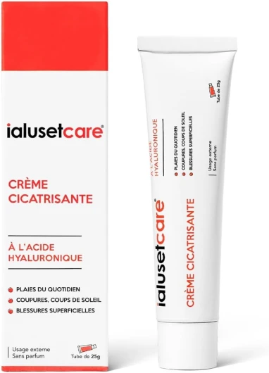 Ialusetcare® - Crème cicatrisante - Acide hyaluronique - Accélère la cicatrisation - Plaies superficielles du quotidien, épilations, irritations - Tube 25g - Dispositif Médical 25 g (Lot de 1)