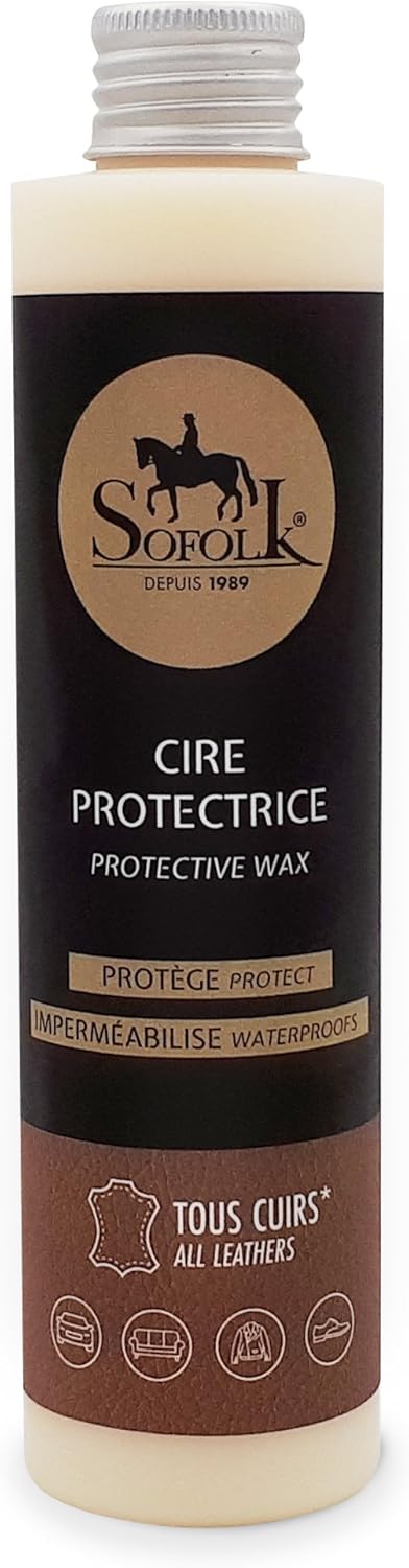 Cire Protectrice Incolore Cuir : Protège et Entretien la Fleur du Cuir des frottements (Flacon 200ml)
