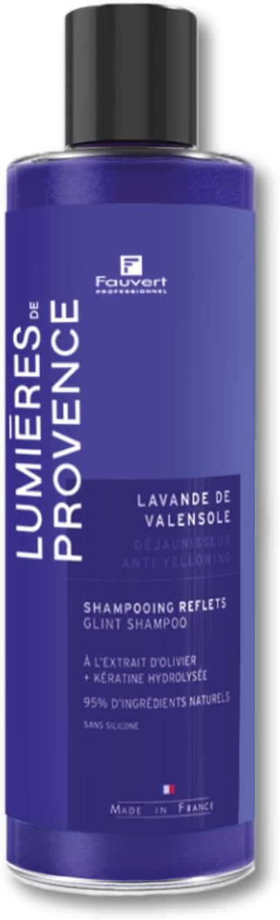 Professionnel Shampooing Violet Repigmentant Dejaunisseur Lavande de Valensole - Neutralise les Reflets Jaunes - Cheveux Blonds, Blancs ou Gris - Sans Sulfates et Parabens - Fabriqué en France