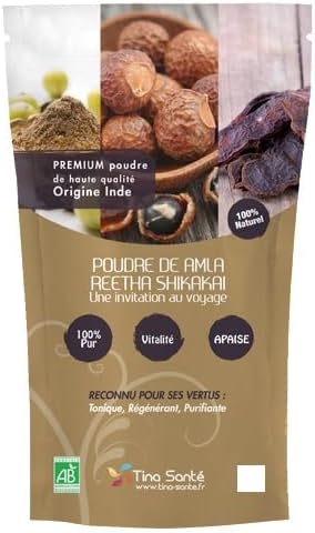 Poudre de soin lavante - Avec Amla, Ritha & Shikakai - Favorise la pousse des cheveux - Réduit la chute des cheveux en renforçant la racine - 200 grammes