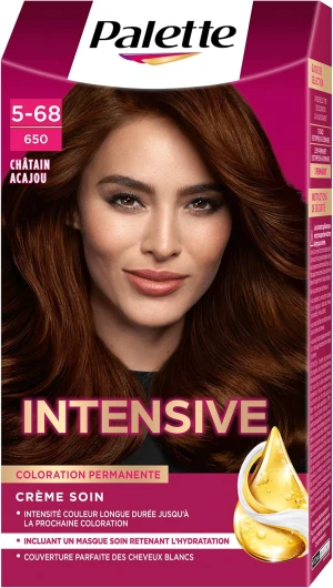 Schwarzkopf - Palette - Coloration Permanente Cheveux - Crème Soin - Couvre 100% Des Cheveux Blancs - Tenue 8 Semaines - Chatain Acajou 650 Chatain Acajou 650 1 unité (Lot de 1)