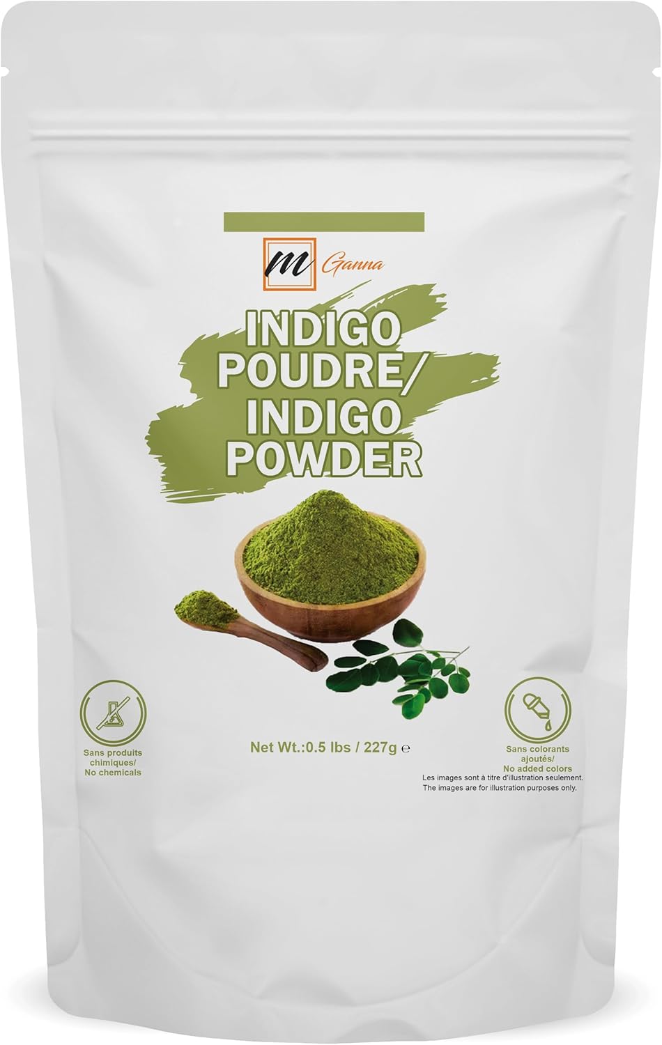 Poudre d’Indigo 100% Naturelle pour Teinture et Coloration des Cheveux - Sans Sulfates - Sans PPD ni Produits Chimiques pour un Soin Capillaire Sain 227 g / 0,5 lbs