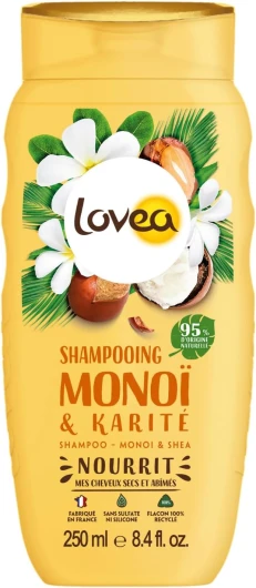 Shampooing - Monoï & Karité - Nettoie, Nourrit & Répare - Cheveux Secs Et Abimés - 95% D'Origine Naturelle - Sans Silicone - Sans Sulfate - Fabriqué En France - 250 ml 250 ml (Lot de 1)