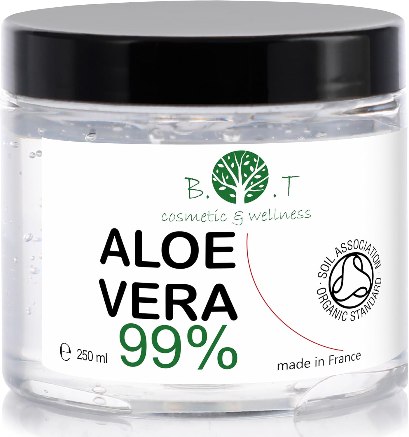 Gel Aloe Vera Bio, 100% Naturel, Hydratant Visage et Corps, Calmant Après-Rasage, Après-Soleil Naturel, Soin Capillaire, Plaquage Cheveux 250 ml 250 ml (Lot de 1)