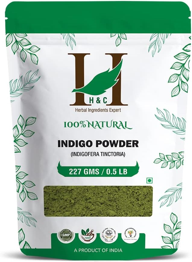 H&C HERBAL INGREDIENTS EXPERT H&C Poudre d'indigo Naturelle (Indigofera tinctoria) - 227 Gramme - Pour la Coloration des Cheveux bleu 227 g (Lot de 1)