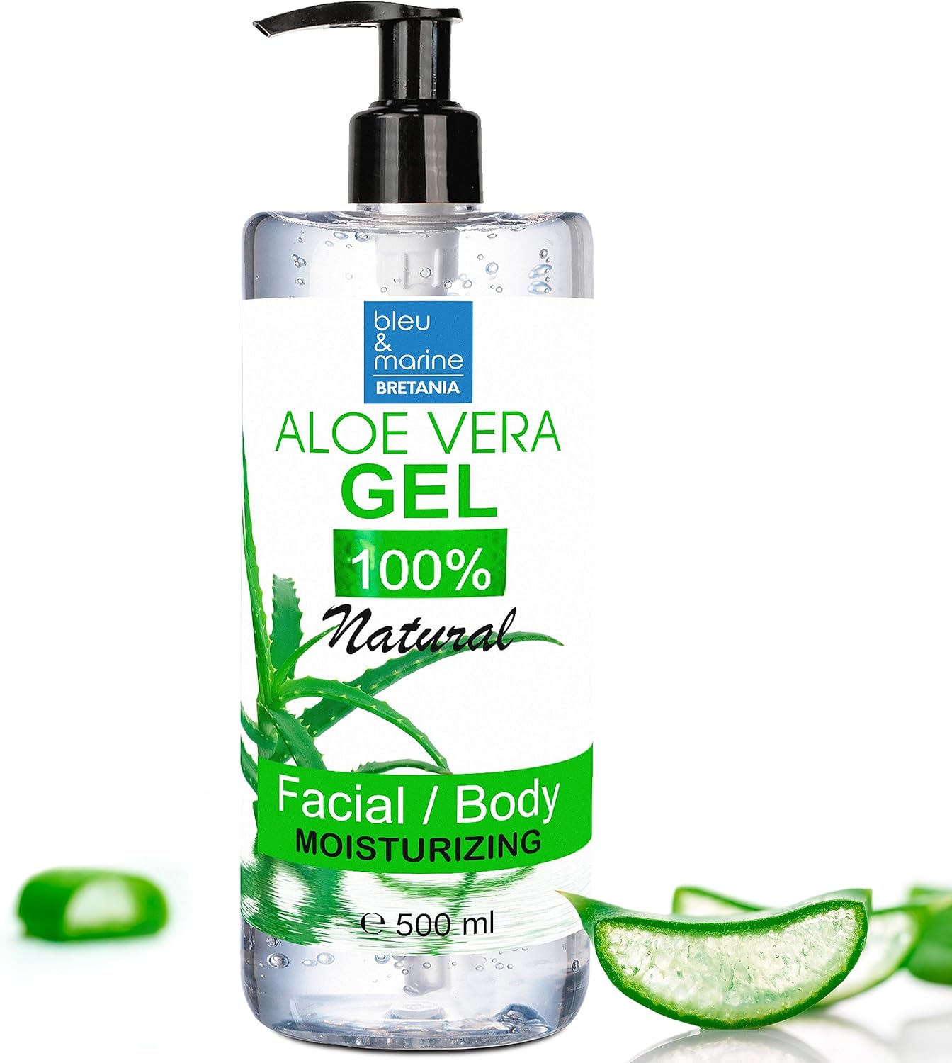 Gel d'Aloe Vera 100% Naturel - Hydratant Profond Visage et Corps - Anti-Âge et Anti-Rides - Après Soleil et Rasage - Masque Cheveux Secs, 500 ml Aloe vera 500 ml (Lot de 1)