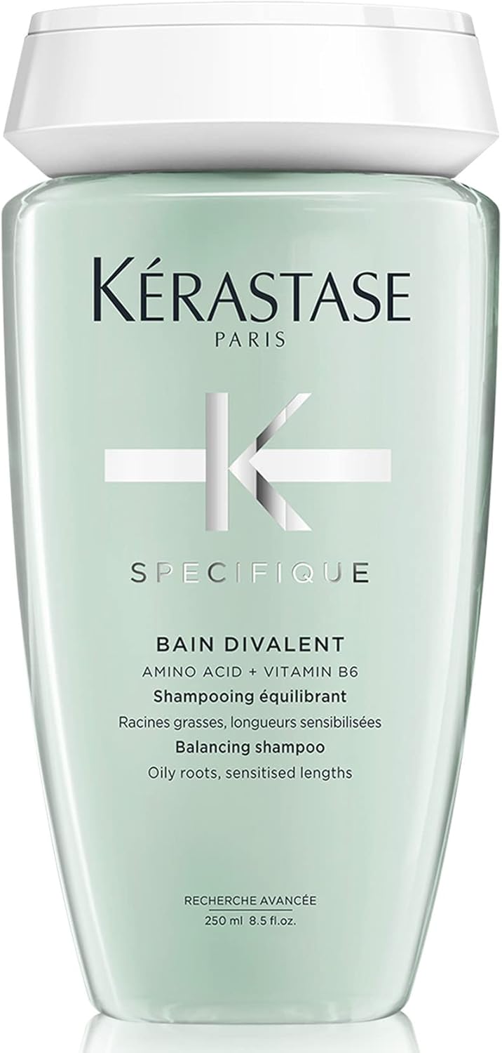 KÉRASTASE Spécifique - Bain Divalent - Shampoing Équilibrant - Purifie & Facilite Le Coiffage - Acide Aminé & Vitamine B6 - Racines Grasses & Longueurs Sensibilisées - 250 ml Bain Divalent 250ml