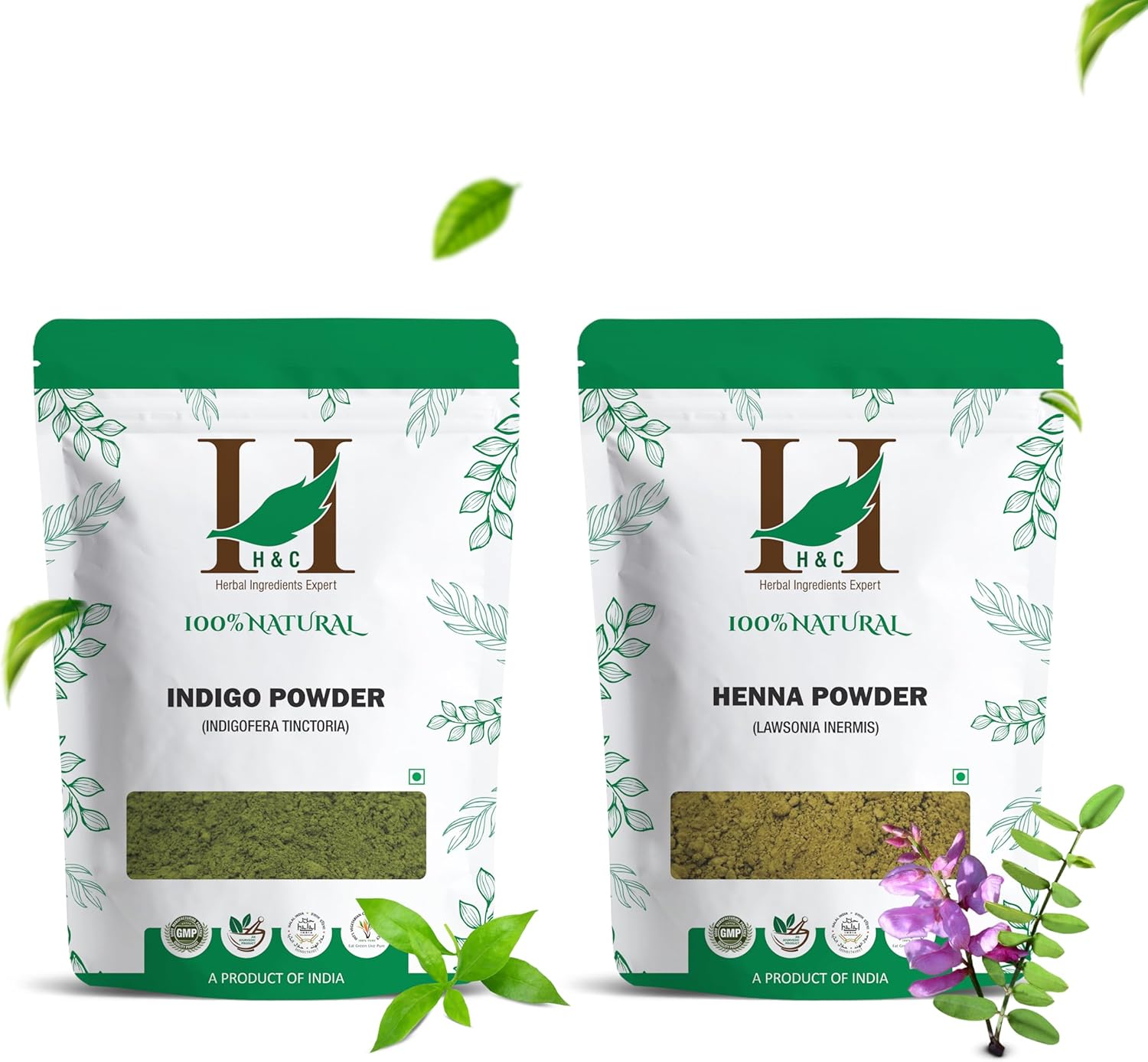 H&C Henné et poudre d'indigo – 227 g chacun - Pour coloration des cheveux