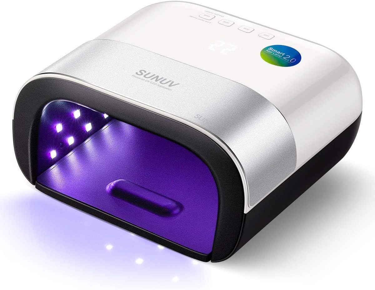 Lampe à Ongles LED UV Professionnelle, SUNUV Séchoir Gel Vernis Polymérisation Light Machine, avec Capteur Automatique et Ecran LCD à la Maison et au Salon